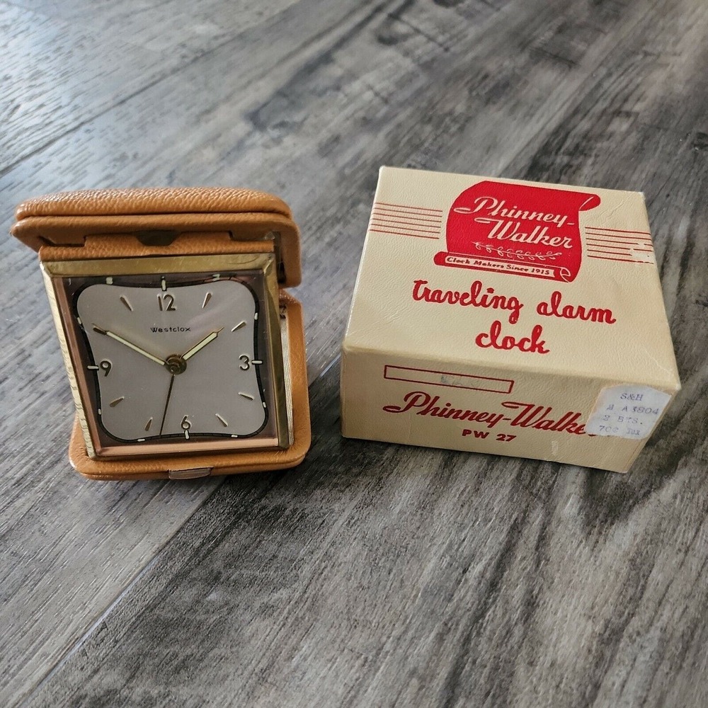 Phinney Walker Traveling Wind Up Alarm Clock Vintage with Box Made in Germany